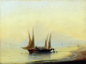 Barges the Seashore by Ivan Konstantinovich Aivazovsky Oil Painting