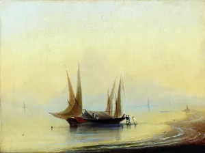Barges the Seashore by Ivan Konstantinovich Aivazovsky - Oil Painting Reproduction
