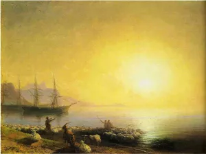 Bathing of Sheeps by Ivan Konstantinovich Aivazovsky - Oil Painting Reproduction