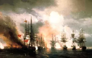 Battle Near Sinop During Daylight Hours Version painting by Ivan Konstantinovich Aivazovsky
