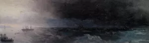 Battleship on a Stormy Sea by Ivan Konstantinovich Aivazovsky - Oil Painting Reproduction