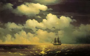 Brig Mercury After the Victory over Two Turkish Ships by Ivan Konstantinovich Aivazovsky - Oil Painting Reproduction
