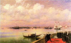 Byron Visiting Mhitarists on Island of St. Lazarus in Venice Oil painting by Ivan Konstantinovich Aivazovsky