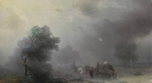 Carriage in a Storm by Ivan Konstantinovich Aivazovsky Oil Painting