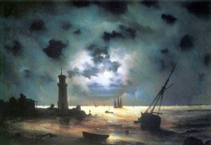 Coast of Sea at Night by Ivan Konstantinovich Aivazovsky Oil Painting