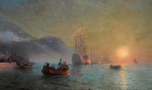 Columbus' Farewell before Starting on his Voyage from Port Palos in Spain by Ivan Konstantinovich Aivazovsky Oil Painting