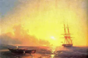 Fishermen on Coast of Sea by Ivan Konstantinovich Aivazovsky - Oil Painting Reproduction