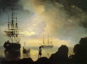 Fishermen on the Shore by Ivan Konstantinovich Aivazovsky - Oil Painting Reproduction