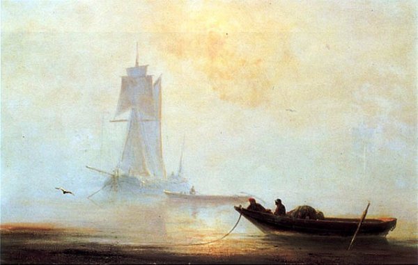 Fishing Boats In A Harbor by Ivan Konstantinovich Aivazovsky - Hand-Painted Oil Painting Reproduction