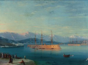 French Ships Departing the Black Sea Oil painting by Ivan Konstantinovich Aivazovsky