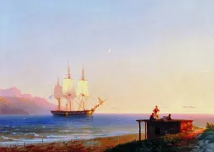 Frigate under Sails by Ivan Konstantinovich Aivazovsky Oil Painting
