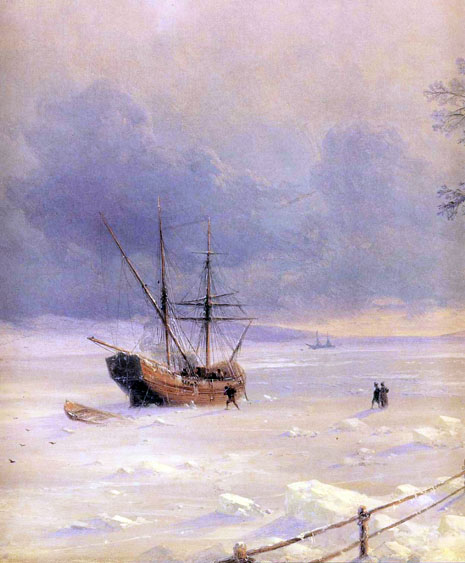 Frozen Bosporus under Snow by Ivan Konstantinovich Aivazovsky - Hand-Painted Oil Painting Reproduction
