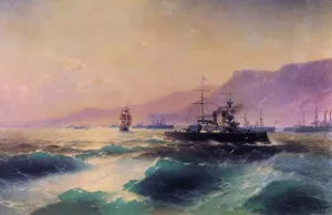 Gunboat off Crete by Ivan Konstantinovich Aivazovsky Oil Painting