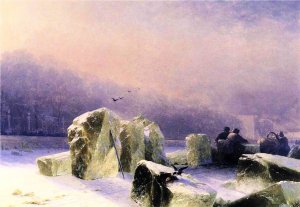 Ice-Breakers on the Frozen Neva in St. Petersburg by Ivan Konstantinovich Aivazovsky Oil Painting