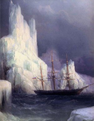 Icebergs in the Atlantic Detail by Ivan Konstantinovich Aivazovsky Oil Painting