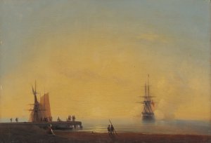 In the roads, Evening Oil painting by Ivan Konstantinovich Aivazovsky