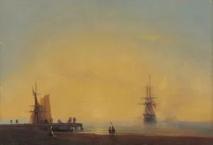 In the roads, Evening Oil painting by Ivan Konstantinovich Aivazovsky