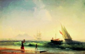 Meeting of a Fishermen on Coast of the Bay of Naples by Ivan Konstantinovich Aivazovsky Oil Painting