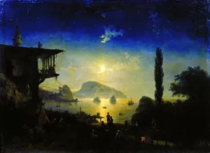 Moonlit Night on the Crimea, Gurzuf by Ivan Konstantinovich Aivazovsky Oil Painting
