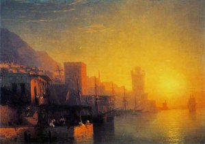 On the Island of Rhodes by Ivan Konstantinovich Aivazovsky Oil Painting