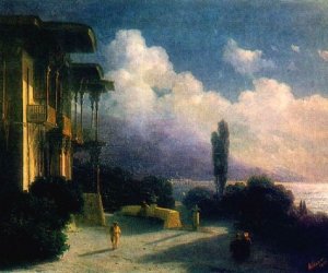 Outskirts of the Valley at Night by Ivan Konstantinovich Aivazovsky Oil Painting