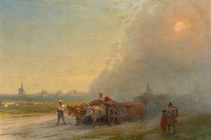 Ox-Carts In The Ukrainian Steppe by Ivan Konstantinovich Aivazovsky Oil Painting