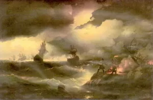 Peter the First to Light Out a Watch-Fire by Ivan Konstantinovich Aivazovsky Oil Painting