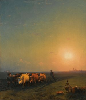 Ploughing The Fields, Crimea by Ivan Konstantinovich Aivazovsky Oil Painting