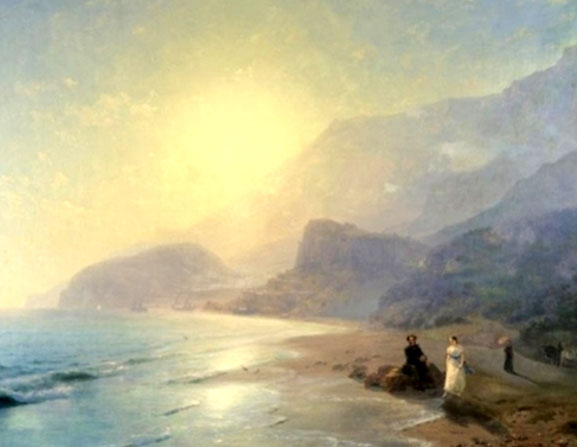 Main Product Photo of Pushkin and Countess Raevskaya by the Sea Near Gurzuf and Parten Painting by Ivan Konstantinovich Aivazovsky