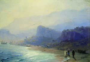 Pushkin and Raevskaya in Gurzuf by Ivan Konstantinovich Aivazovsky Oil Painting