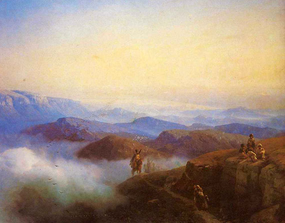 Range of the Caucasus Mountains by Ivan Konstantinovich Aivazovsky - Hand-Painted Oil Painting Reproduction