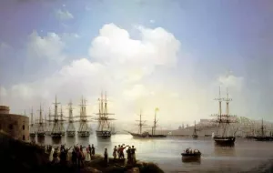 Russian Squadron on the Raid of Sevastopol by Ivan Konstantinovich Aivazovsky - Oil Painting Reproduction