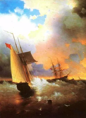Sailing Ship by Ivan Konstantinovich Aivazovsky - Oil Painting Reproduction