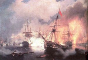 Sea Battle Near Navarine II by Ivan Konstantinovich Aivazovsky Oil Painting