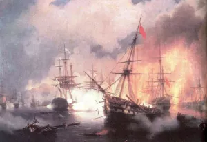 Sea Battle Near Navarine II by Ivan Konstantinovich Aivazovsky - Oil Painting Reproduction