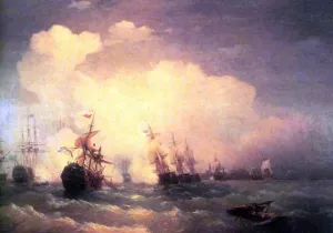 Sea Battle Near Revel by Ivan Konstantinovich Aivazovsky Oil Painting