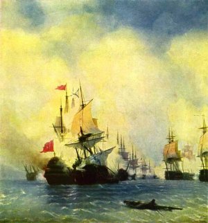 Sea Buttle Near Navarine by Ivan Konstantinovich Aivazovsky Oil Painting