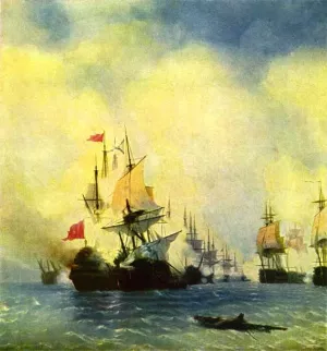 Sea Buttle Near Navarine by Ivan Konstantinovich Aivazovsky Oil Painting