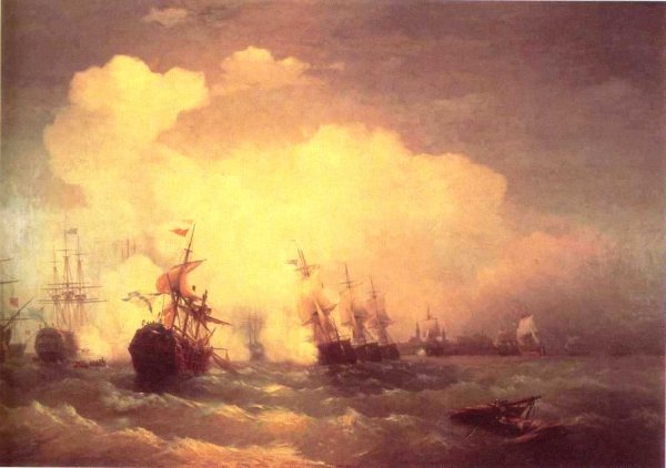Sea Buttle Near Revel by Ivan Konstantinovich Aivazovsky - Hand-Painted Oil Painting Reproduction