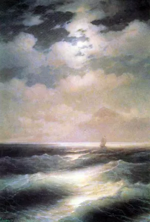 Sea View by Moonlight by Ivan Konstantinovich Aivazovsky Oil Painting