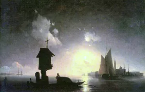 Sea View with Chapel by Ivan Konstantinovich Aivazovsky Oil Painting