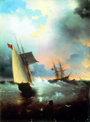 Seascape, 1874 by Ivan Konstantinovich Aivazovsky Oil Painting