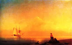 Seashore. Calm by Ivan Konstantinovich Aivazovsky Oil Painting