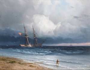 Ship by the Shore by Ivan Konstantinovich Aivazovsky Oil Painting