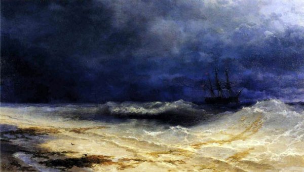 Main Product Photo of Ship in a Stormy Sea off the Coast Painting by Ivan Konstantinovich Aivazovsky
