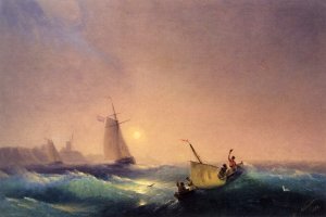 Shipping off The Dutch Coast by Ivan Konstantinovich Aivazovsky Oil Painting