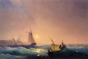 Shipping off The Dutch Coast by Ivan Konstantinovich Aivazovsky Oil Painting