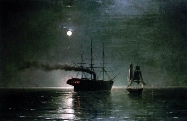 Ships in the Stillness of the Night by Ivan Konstantinovich Aivazovsky - Hand-Painted Oil Painting Reproduction