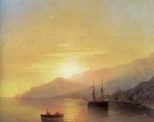 Ships on a Raid by Ivan Konstantinovich Aivazovsky Oil Painting