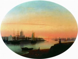 Smolny Convent, Sunset by Ivan Konstantinovich Aivazovsky Oil Painting